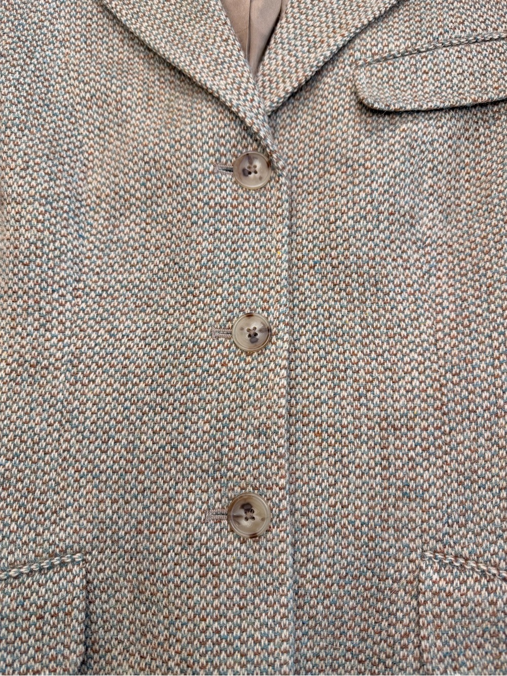 Women's Ralph Lauren Made in Italy Lambswool Alpaca Tweed Blazer Jacket 12 Tan - Picture 5 of 16